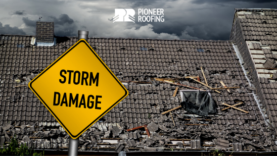 Tile roof damaged by storm