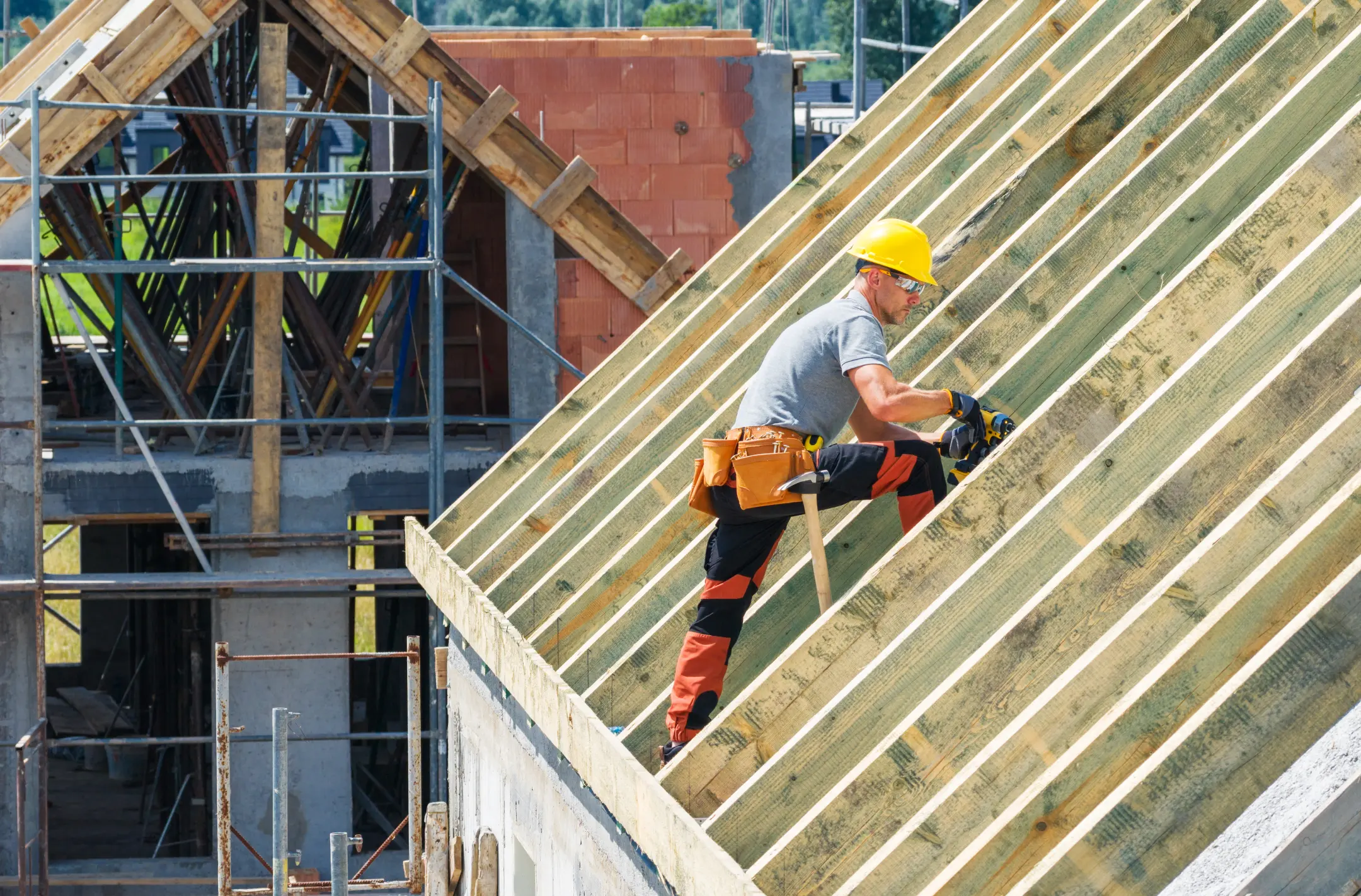 New home construction roofing